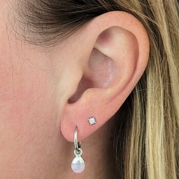 October Birthstone Earrings, Opal, Silver, 2 of 4