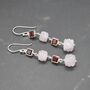 Pink Jade Red Garnet Silver Earrings, thumbnail 3 of 5