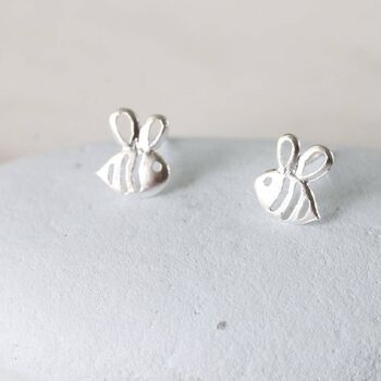 'Bee Wild And Free' Sterling Silver Bee Earrings, 2 of 3