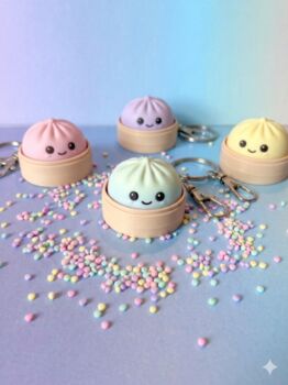 Cute Dumpling Fidget Clicker Keychain, 4 of 5