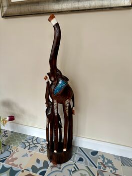 1m Hand Carved Mother And Baby Elephant Ornament, 6 of 10