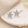 Sterling Silver Textured Star Stud Earrings – 8mm, thumbnail 2 of 10