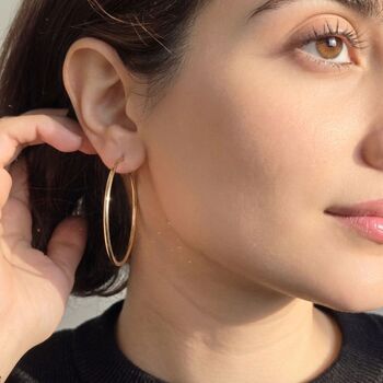 Statement Plain Gold Plated Hoop Earrings, 2 of 5