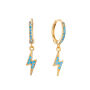 Talitha Turquoise Gold Lightning Bolt Huggie Earrings, thumbnail 1 of 2