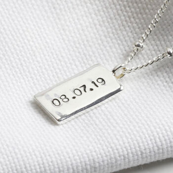 Personalised Tiny Hammered Tag Pendant Necklace, 3 of 6