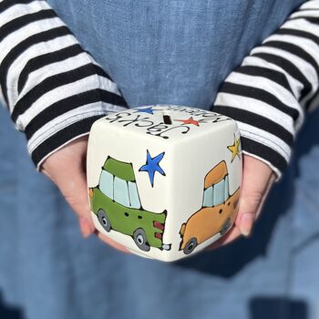 Personalised Children’s Car Theme Cube Money Box, 4 of 5
