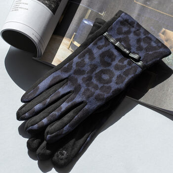 Leopards Suede Soft Fleece Lining Touch Screen Gloves, 2 of 9