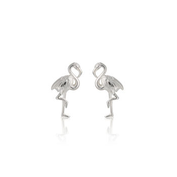 Sterling Silver Flamingo Stud Earrings, 11 of 11