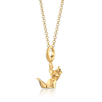 Origami Fox Necklace, Sterling Silver Or Gold Plated, 6 of 10