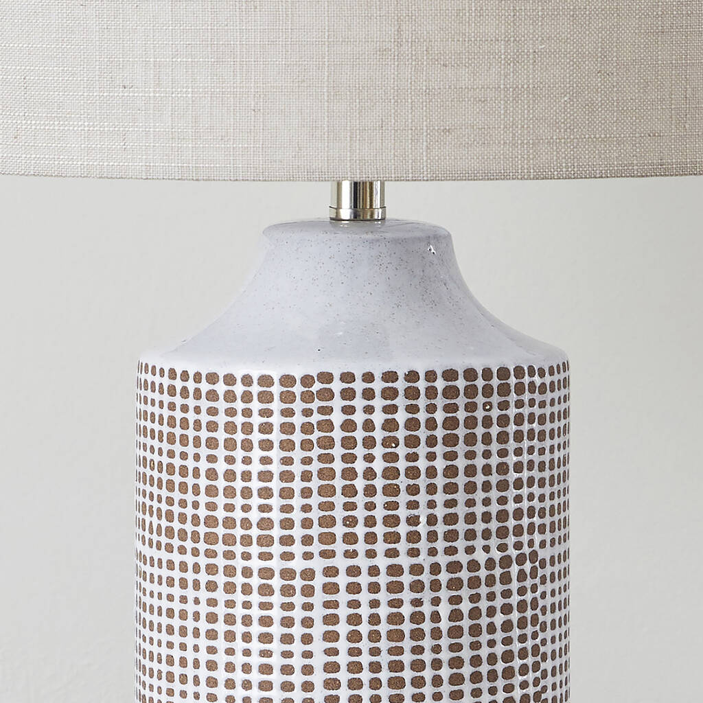 Textured Ceramic Table Lamp With Linen Shade By Primrose & Plum