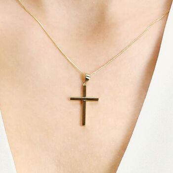 Plain Cross Necklace In 9ct Gold, 2 of 2