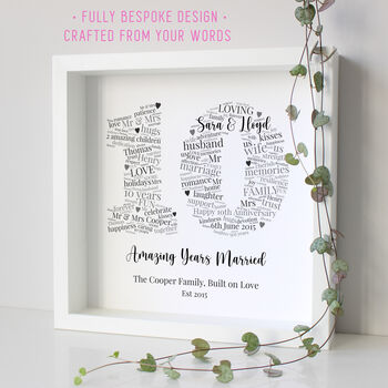 Personalised 10th Wedding Anniversary Word Art Gift, 2 of 4