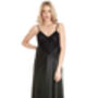 British Made Black Long Satin Nightdress With Deep Lace Detail Ladies Size 8 Uk To 28 UK, thumbnail 1 of 4