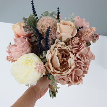 Blush Pink And Peach Bridal Artificial Flower Bouquet, 12 of 12