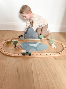 Personalised Wooden Dinosaur World Car Train Set, 8 of 10