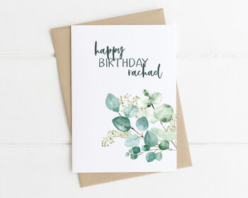 Personalised Adult Birthday Card Eucalyptus, 4 of 5