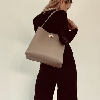 Taupe Leather Tote Bag, 5 of 5
