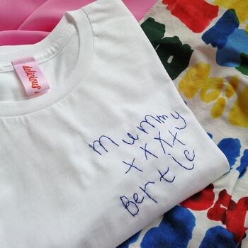 Personalised Child's Handwriting Embroidered T Shirt For Father's Day, 2 of 7