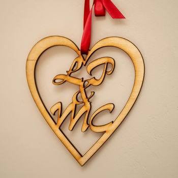 Personalised Wooden Love Heart Sign, 3 of 5