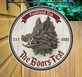 Boars Head Personalised Home Pub Sign Man Cave Sign, 2 of 8