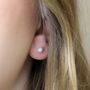 Tiny Sterling Silver Green Opal Stud Earrings, thumbnail 6 of 8