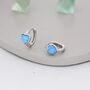 Blue Opal Heart Huggie Hoop Earrings Sterling Silver, thumbnail 5 of 12