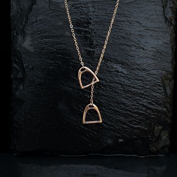 Personalised Stirrup Necklace, Silver, Gold Or Rose Gold, 4 of 12