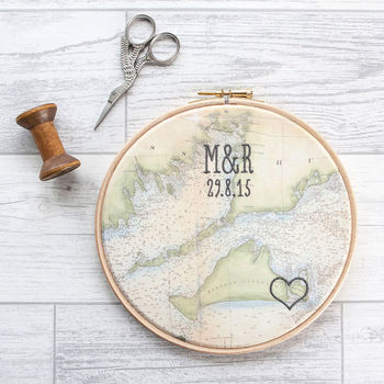 Personalised Cotton Embroidered Map Hoop, 3 of 10