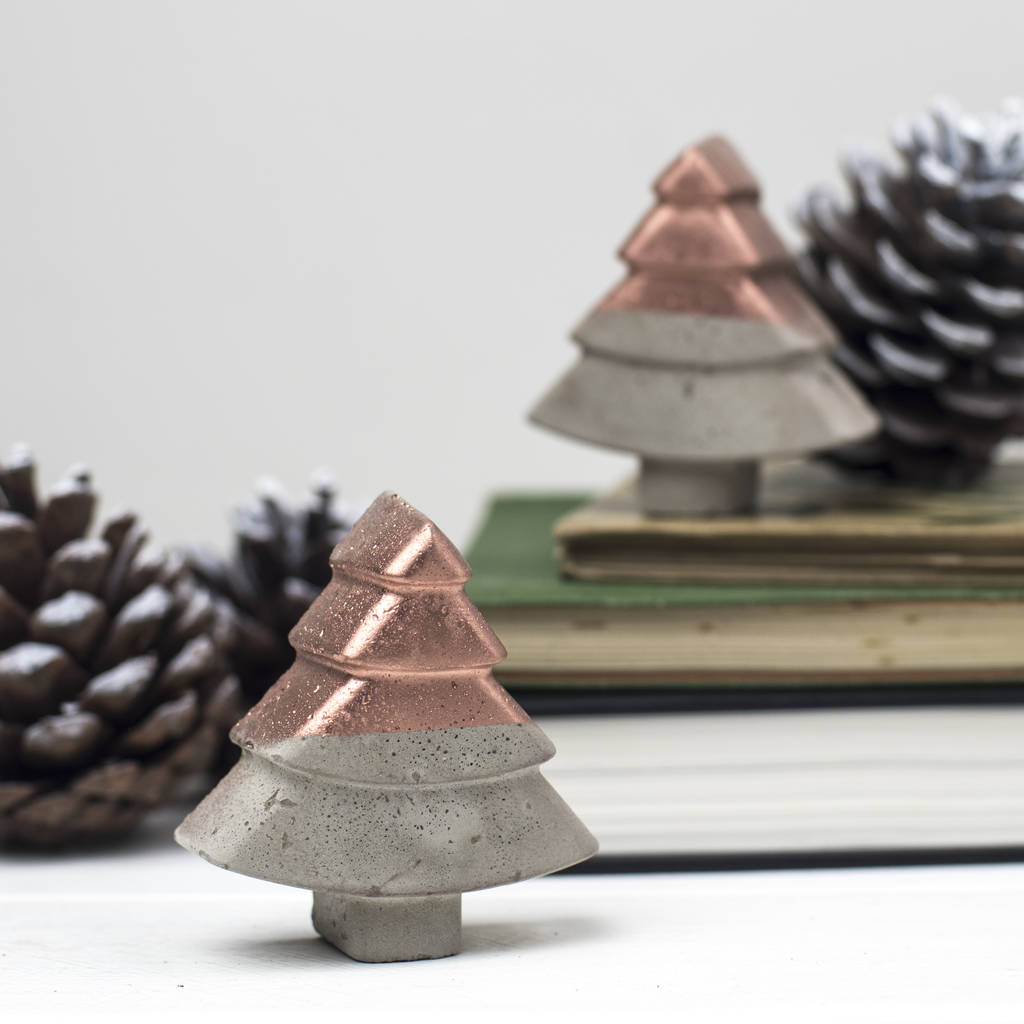 Set Of Three Concrete Christmas Tree Decorations By Bells and Whistles