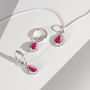 July Birthstone Ruby Sterling Silver Huggie Hoop Earrings, thumbnail 5 of 12