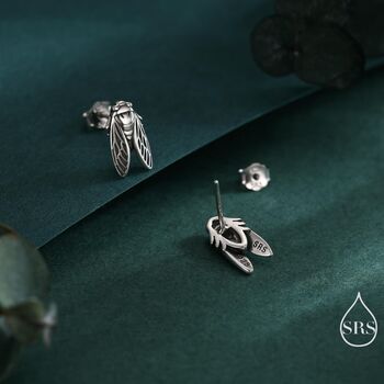 Sterling Silver Cicada Stud Earrings, 3 of 12