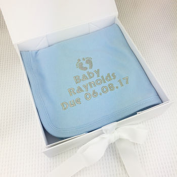 Personalised Embroidered Baby Shower Blanket Gift, 2 of 5