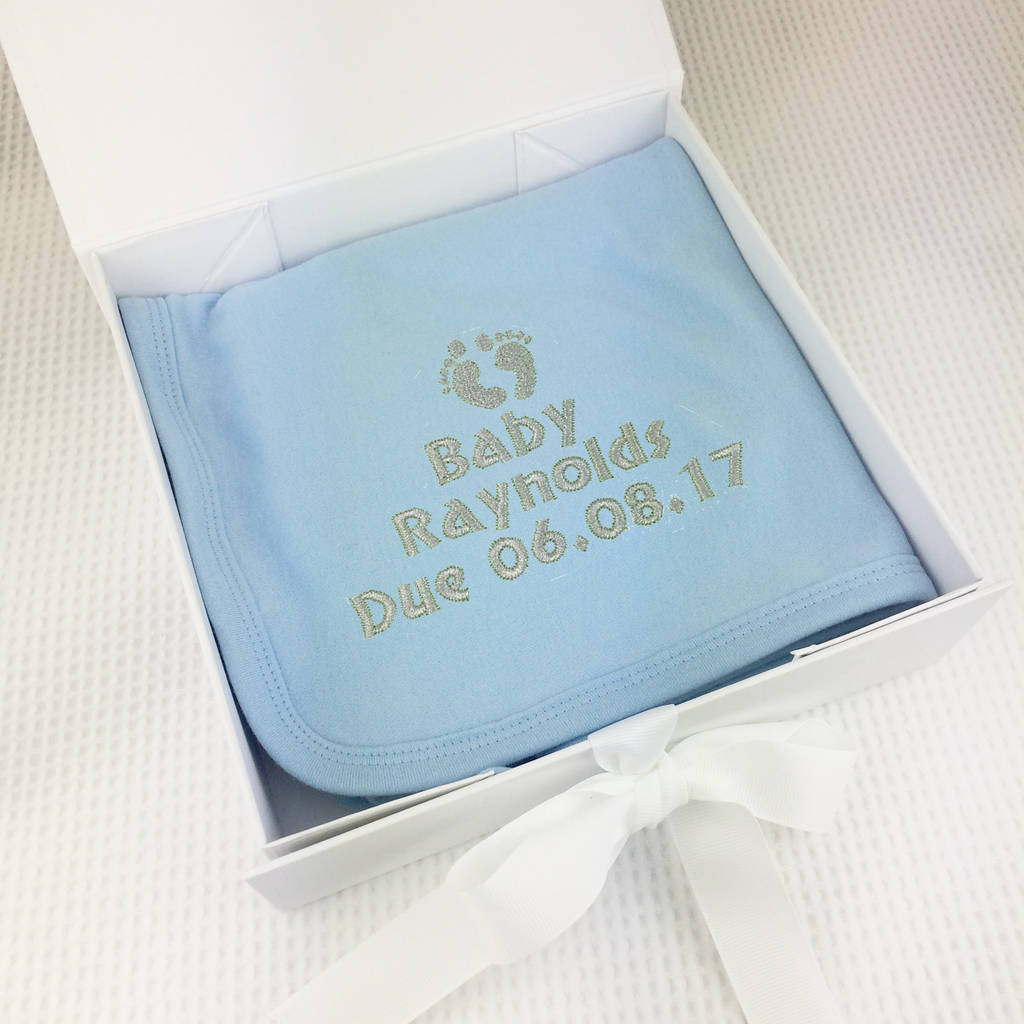 Personalised Embroidered Baby Shower Blanket Gift By Born Bespoke