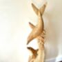 1m Tall Huge Hand Carved Wooden Mother And Baby Dolphin Ornament, thumbnail 1 of 12