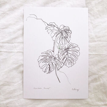 Monstera Leaves Line Drawing Print, 4 of 4