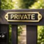 Brass Private Door Sign Plaque With Black Finish, thumbnail 8 of 9