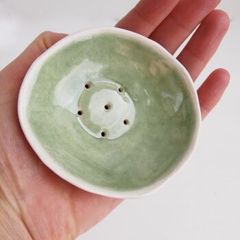 Handmade Celadon Green Pottery Soap Dish, 3 of 10