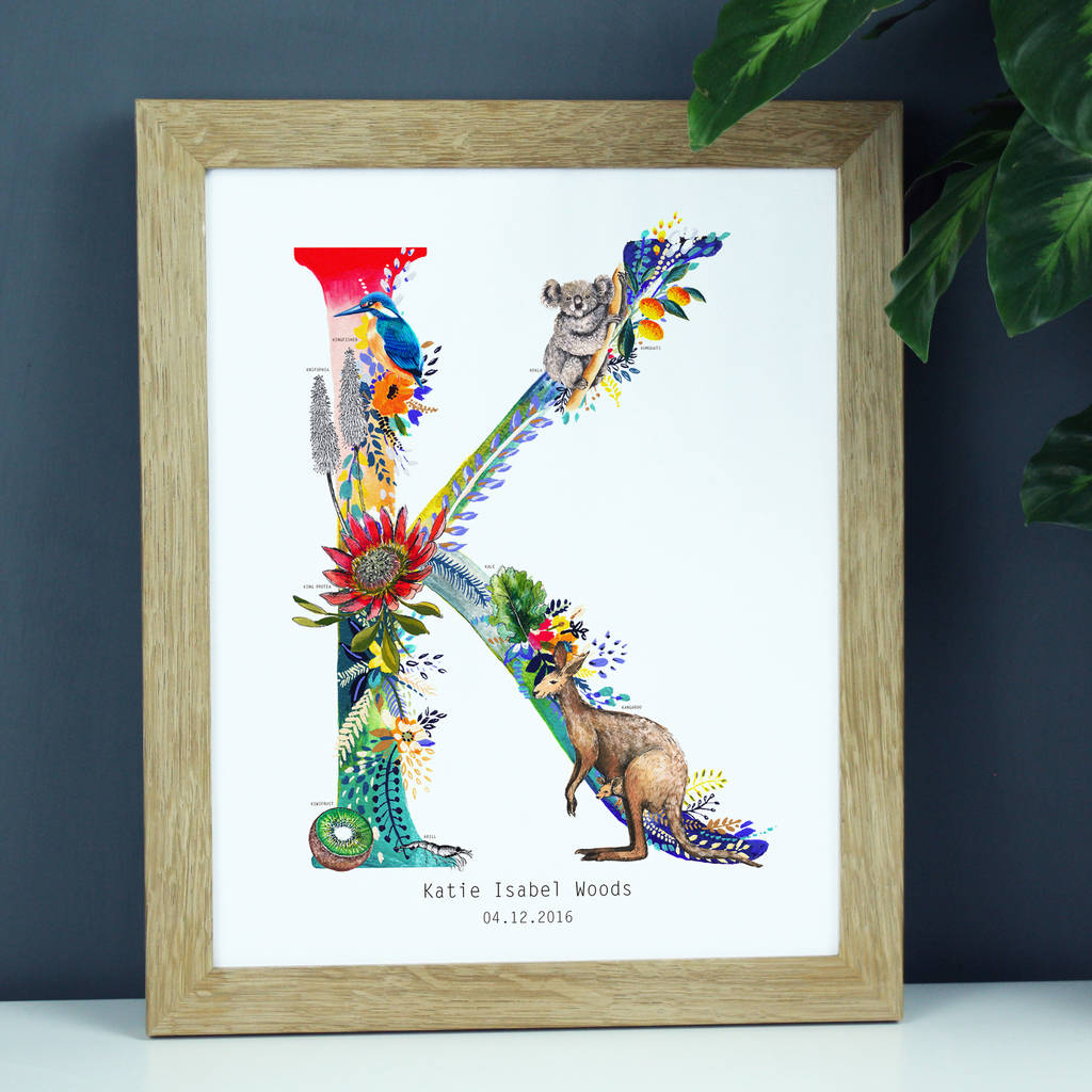 personalised j to s wildlife alphabet letter print by charlotte duffy ...