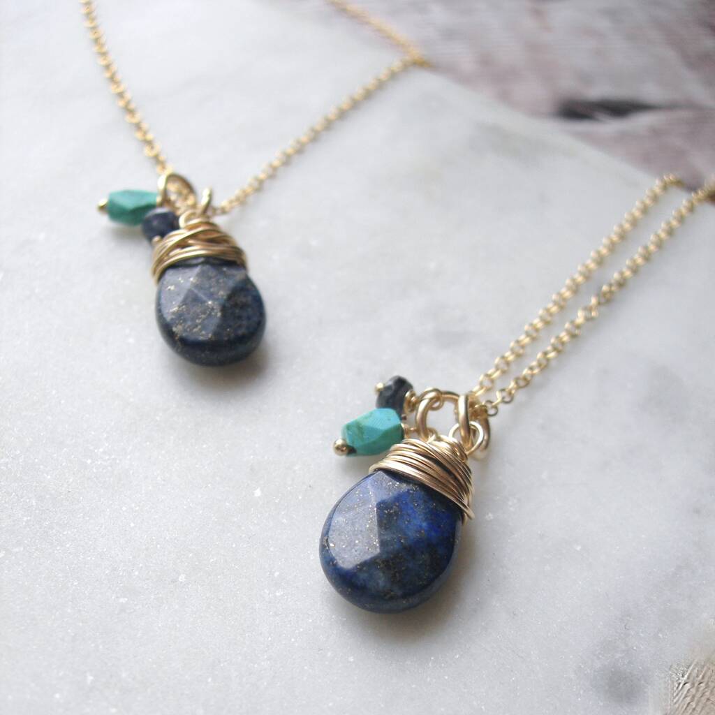 Lapis Lazuli, Sapphire And Turquoise Necklace By Hazey Designs ...