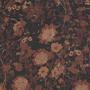 Deco Blooms Brown Stripe Border Midweight Scarf, 3 of 3
