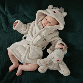 Personalised Reindeer Christmas Fleece Robe, 4 of 8