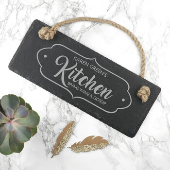 Personalised Our Kitchen Slate Hanging Sign, 3 of 5