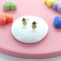 Happy Pineapple Stud Earrings, thumbnail 1 of 2