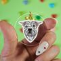 Personalised Pitbull Dog Portrait Heart Keychain, thumbnail 5 of 5