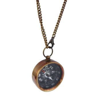 Engraved Bronze Compass Necklace Gift, 9 of 12