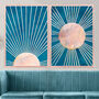 Two Boho Sun Blue Marble Bohemian Wall Art Prints, thumbnail 1 of 6