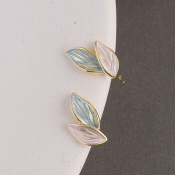 'Bloom And Grow' Sterling Silver Painted Leaf Earrings, 5 of 7