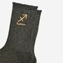 Women's Glitter Socks Black Gold Zodiac Sagittarius, thumbnail 3 of 5