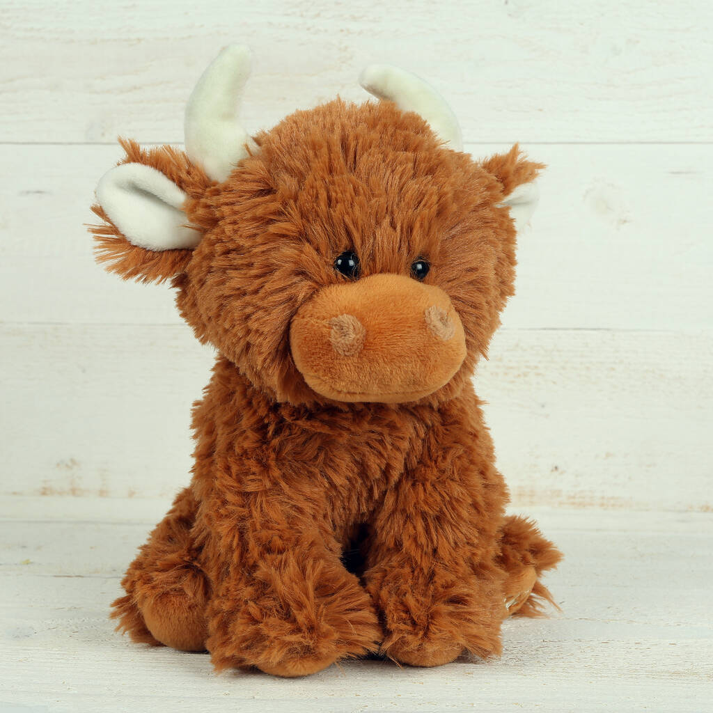 Highland Brown Cow Small With Matching Coo Face Covers, 1 of 5