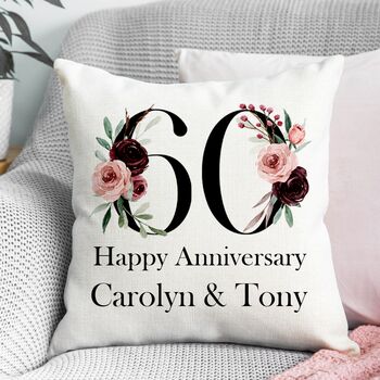 Personalised 60th Wedding Anniversary Cushion, 2 of 3